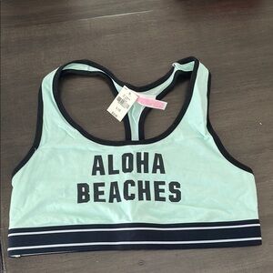 Mint Green 'Aloha Beaches' Sports Bra